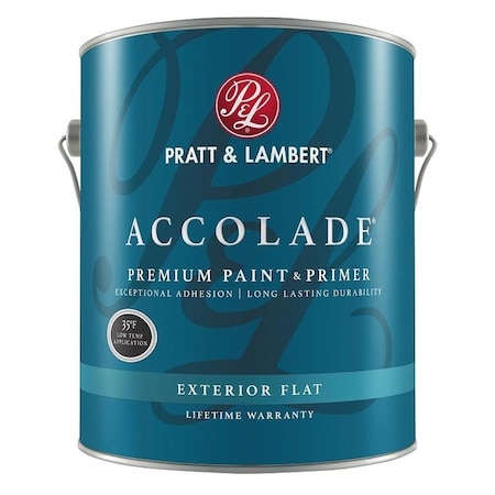 Pratt & Lambert ACCOLADE Z4400 Z448016 Exterior Premium Paint and Primer, Flat, Bright White, 1 gal 0000Z4480-16